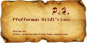 Pfefferman Hiláriusz névjegykártya